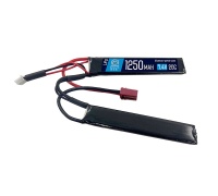 Аккумулятор 7.4V 1250mah (Li-Po) 20C двухлепестковый 19*6*107 мм T-разъем (BlueMax)