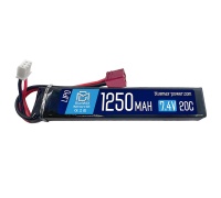 Аккумулятор 7.4V 1250mah (Li-Po) 20C 19*7*102 мм T-разъем (BlueMax)