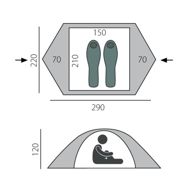 Палатка BTrace Point 2+ (зеленая/беж)4