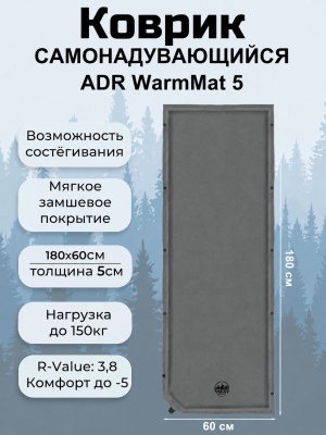 Ковер ADR WarmMat 5 (180х60х5см) grey01
